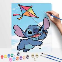Disney Stitch flying kite handmade diy oil painting digital painting kit home living room entrance decoration hanging painting 50x70cm gray
