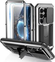 Dėklas Samsung S26 S25 S26 S24 Ultra Plus Metalinis Tvirtas 360 Pilnas Kūnas Atsparus Smūgiams Šarvuotas Apsauginis Dangtelis Capa Fundas Galaxy S26 Ultra sidabras