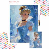 Disney Cinderella Diamond Painted Mosaic Art Painting Kit Handmade DIY Gift Home Decor Round 20x30cm brown