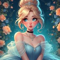 Disney 5D Diamond Painting Disney Princess Image Art Style Cross Stitch Mosaic Kit Home Decor Wall Sticker DIY Handmade Gift Round 20x20cm blue