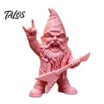 Lauko gitaristo figūrėlė, Roko nykštuko figūrėlė, Retro punk stiliaus sodo nykštuko statula, Muzikos statula, Rankomis tapyta PLA skulptūra terasai