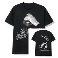 Michael Jackson Portretas Auksinis Parašas Marškinėliai Per dideli Y2k Medvilniniai Grafiniai Marškinėliai Unisex Unisex Gatvės Apranga Viršus Moteriški Vyriški Drabužiai XL gray