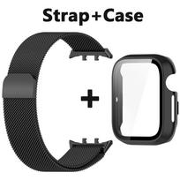 Metalinė apyrankė + PC apsauginis dėklas „Honor Watch 5“ išmaniajam laikrodžiui Milanietiška magnetinė nerūdijančio plieno laikrodžio apyrankė „Honor Watch5“ Honor Watch 5 juoda