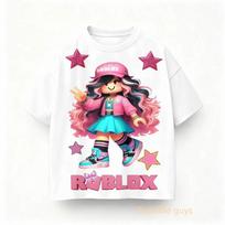 Vasarinis vaikiškas Roblox žaidimo spaudinio marškinėlis Berniukų drabužiai Mergaičių Anime 100 pink