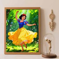 Disney Diamond Painting Kit Unframed, Snow White Dancing Full Drill Classic Style Home Decor Craft, Perfect Gift Idea Round 50x70cm brown