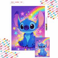 Disney 5D DIY All Diamond Art Painting Kit Stitch Rainbow Stars Home Decor Gift For Fans Round 50x70cm