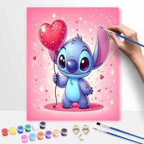 Disney Stitch oil painting painting kit lovely home bedroom wall decoration creative handmade gift 20x30cm pink
