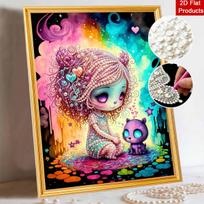 Fantasy Cat Girl Pearl Painting Set 5D DIY Pearl Art Home Bedroom Wall Decor Handmade Gift for Relaxation and Interior Craft Decor 30x40 blue