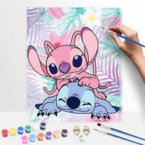 Disney Pink Angel Stitch Oil Art Painting Kit Home Wall Decor Handmade Gift for Living Room Bedroom Aesthetic Modern Wall Art Decor 50x70cm pink