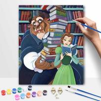 Disney Beauty And The Beast Reading Books Digital Oil Paint By Numbers Hand Painting Kit. Home Decor Art Gift 50x70cm gray
