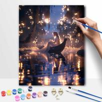 Disney princess in boat with butterflies oil paint by numbers painting kit handmade diy home decoration gift 30x40cm gray