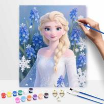 Disney Elsa Frozen Flowers Paint by Numbers Painting Art Kit Home Decor Gift 50x70cm gray
