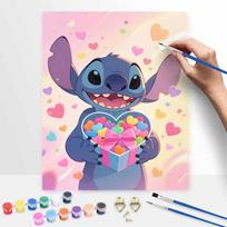 Disney Stitch Holding Heart Gift Painting by Numbers Hand Filled Drawing Art Kit Home Decor 40x50cm