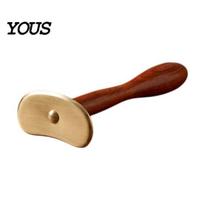 Professional Body Massage Tool Brass Gua Sha Scraper, Long Handle for Back Home Spa Accessory Neck, Meridian Relaxation Stick Self Care, Ergonomic Short beige