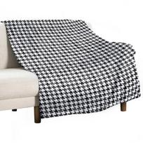 Šunies dantų rašto pledas Sofoms lovai languotas Prabangus pledas Flanelinis audinys Mielas languotas Dekoratyviniai pledai 75cm*90cm gray