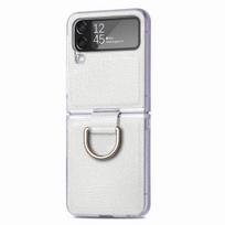 Su žiedo laikikliu smūgiams atsparus telefono dėklas, skirtas Samsung Galaxy Z Flip4 Flip 4 5g Flip3 Flip 3 nuo kritimo dangtelis, skirtas Samsung Flip4 for Samsung Z Flip 4 balta