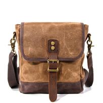 Kasdienis paprastas drobės pečių krepšys vyriškas madingas crossbody batiko drobė su oda lauko kelionėms maži krepšiai 23cmX7cmX27cm kava