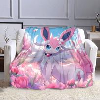 Pokemon Mielas Sylveon Eevee Rožinis Spausdintas Antklodė Suaugusiems Vaikams Šiltos Antklodės Namams Kelionėms Minkštas ir Patogus Antklodė 75x90cm gray