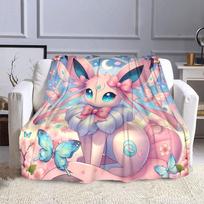 Pokemon Mielas Sylveon Eevee Rožinis Spausdintas Antklodė Suaugusiems Vaikams Šiltos Antklodės Namams Kelionėms Minkštas ir Patogus Antklodė 100x150cm