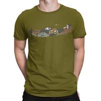 SPITFIRE T-SHIRT Supermarine Antrojo pasaulinio karo Britų naikintuvas Britanijos mūšis RAF Marškinėliai Viršus 3XL brown