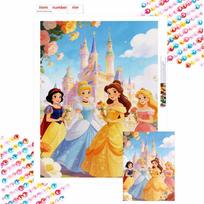 Disney Princesses Diamond Painting 5D DIY Full Circle Diamond Painting Kit Home Bedroom Wall Decor Crafts Round 20x30cm blue
