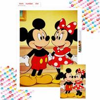 Disney Mickey and Minnie Mouse diamond painting mosaic art kit 5D handmade diy gift home decoration Round 40x50cm black