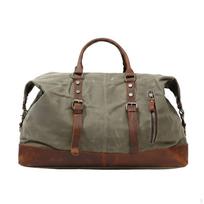 Waxed Canvas Travel bag Duffel Crazy Horse Leather for Outdoor Khaki armijos žalia spalva