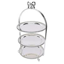 3 Tier Cake Stand Metal Easy to Clean Versatile Dessert Display Holder For Family Gathering Wedding white