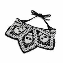 Knitted Halloween Headscarf Creative Pattern Crochet Bandana Scarf  Halloween Christmas Party B white