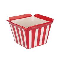 Ceramic Fruit Salad Bowl Striped Pattern Bowl Popcorn Maker Decorative Snack Bucket  Restaurant Style A