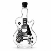 Skeleton Guitarist Guitar Shaped Whiskey Decanter 350ml Clear Glass Bottle Music Theme Home Bar Display Ornament brown