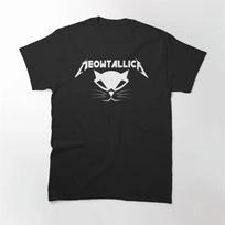 Juokingas katės Meowtallica katės roko muzikos grafikos atspaudas marškinėliai roko muzikos mada apvali kaklo iškirptė trumpos rankovės plius dydžio marškinėliai moterims S white