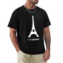 Aš Myliu Londoną Eifelio Bokštą Juokingas Dizainas Marškinėliai Harajuku Trumpomis Rankovėmis 100% Medvilnė Grafikos T-shirt Viršutiniai XXXXL black