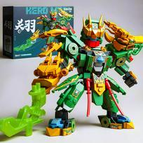 Mecha Warrior Statybiniai Blokeliai Super Herojus Žalias Guan Yu Robotas DIY Surinkimo Figūrėlė Berniukų Gimtadienio Kalėdinė Dovana Vaikų Žaislas yellow