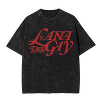 Lana Del Rey Born To Die Washed Cotton T Shirt Streetwear Hip Hop Novelty TShirts Tees Tops for Men Women Short Sleeve Oversize L red