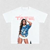 Tate McRae Starry Jersey Portrait Graphic T-shirt, Unisex Retro Pop Music Fan Print, Casual Streetwear Women and Men T-shirts XXXL white