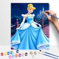 disney cinderella digital oil painting hand painting kit diy home decoration princess castle blue gown wall art decor 50x70cm