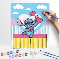 Disney Stitch digital oil painting painting art handmade diy home decorations with heart love theme wall decor gifts for bedroom 40x50cm pink