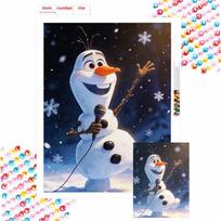Disney Olaf snowman singing diamond painting art painting handmade diy5D home decoration gift Round 50x70cm black