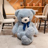 oversized teddy bear plush toy panda doll ribbon bear for girl birthday gift hug love bear 90cm (1kg) gray