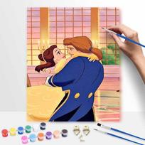 Disney Beauty Beast Paint By Number Kit Drawing Canvas DIY Picture Home Decor Couple Romantic Art Gift Oil Painting Wall Decor Set 50x70cm blue