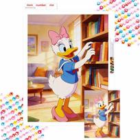 Disney Daisy Duck reading books diamond painting mosaic diamond art painting kit handmade diy home decoration Round 30x40cm beige
