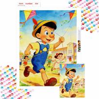 Disney Pinocchio kite flying diamond painting mosaic art kit 5D handmade diy gift home decoration Round 40x50cm
