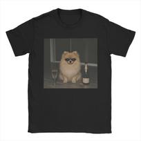 Pomeranų šuo geria alų Juokingi šunų mylėtojų marškinėliai Unisex Unisex Grynos medvilnės marškinėliai Apvalia kaklo iškirpte trumpomis rankovėmis Marškinėlių spaudiniai Viršutiniai drabužiai L black