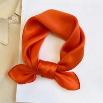 Vientiso natūralaus šilko kvadratiniai skarelės moterims Kaklaskarės Foulard Skarelė Plaukų juosta Rankinės Juostelės Galvos juosta Dovana 53x53cm oranžinė