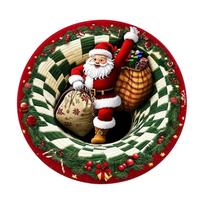 3D Christmas Round Effect Area for Home Floor Decor One Size black