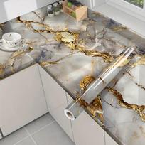Marble-Patterned Peelable Kitchen Degreaser Waterproof And Removable Wallpaper Wall Decoration Kitchen Oil-Proof Renovation. 40cmX1m gray