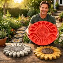 Sunflower Stepping Stone Mold, Reusable DIY Garden Path Paver Concrete Mold red