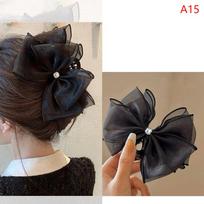 Large Bowknot Hair Claws Clip Shark Claw Hair Clips Solid Bow Hairpin Barrettes For Ponytail Women Hair Accessories Headband as the picture gray