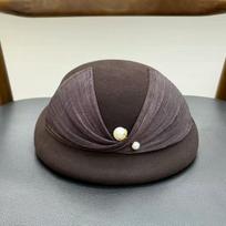French celebrity style silk hemp bow wool beret autumn and winter painter hat elegant top hat fashion stewardess hat M（55-58cm） gray